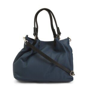 GIANNI CONTI Blue Made In Italy Leather Large Tote